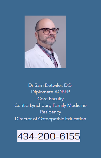 Existing website portrait of Dr. Sam Detwiler, DO; unedited