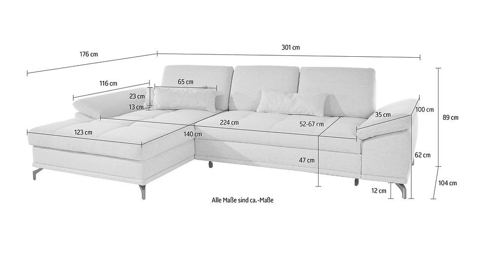 Miniaturbild: SET: Ecksofa+ Hocker"COSTELL" mit Sitztiefen-, Armteilverstellung