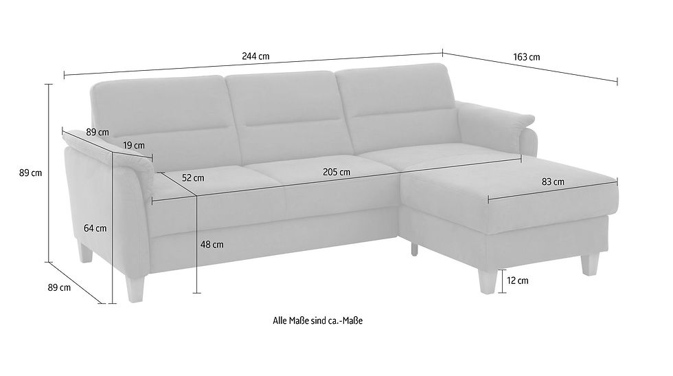 Miniaturbild: Ecksofa  "PALERMA" Breit 244 cm. Federkern
