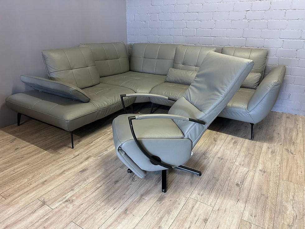 Miniaturbild: SET: Ecksofa+ Sessel "TICONA" in Leder mit Sitztiefenverstellung