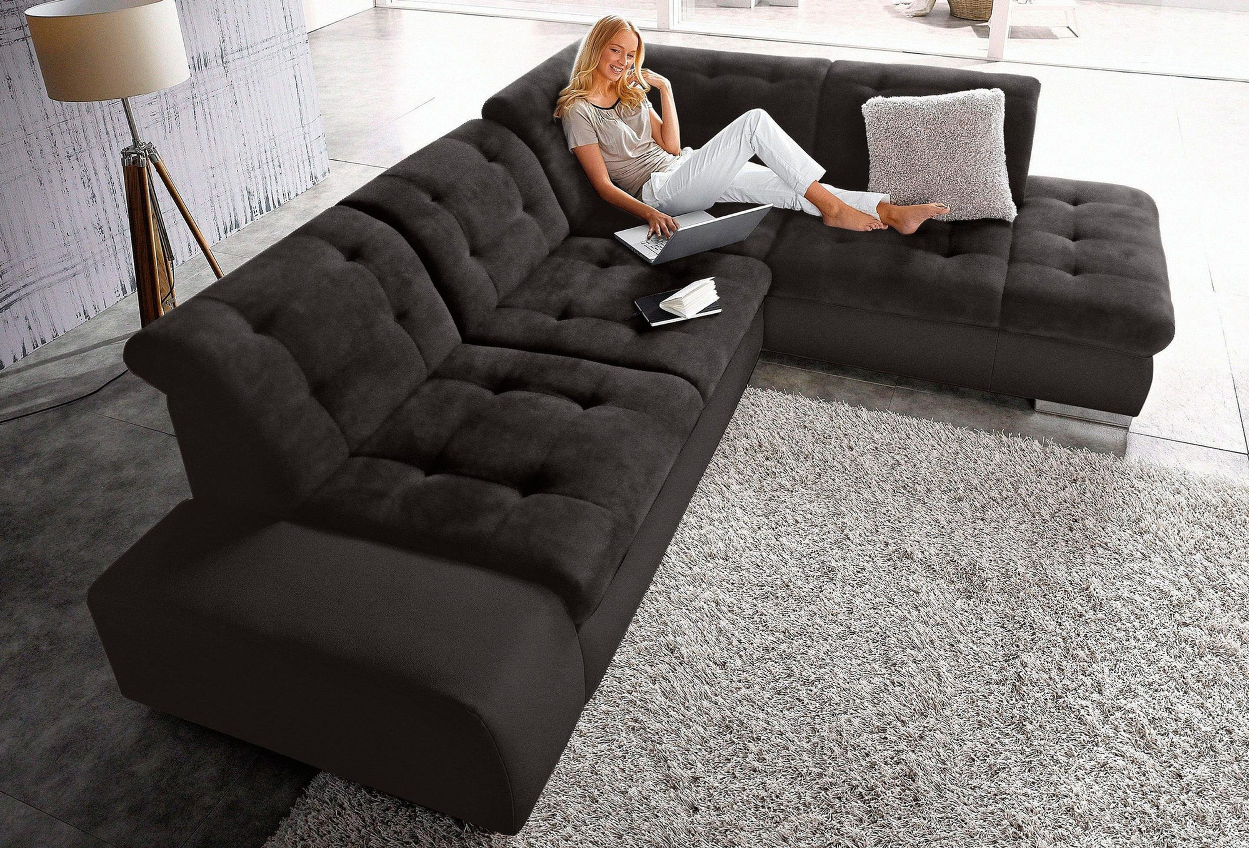 Ecksofa "PARERA" inkl. Kopfteilverstellung,  Bettfunktion