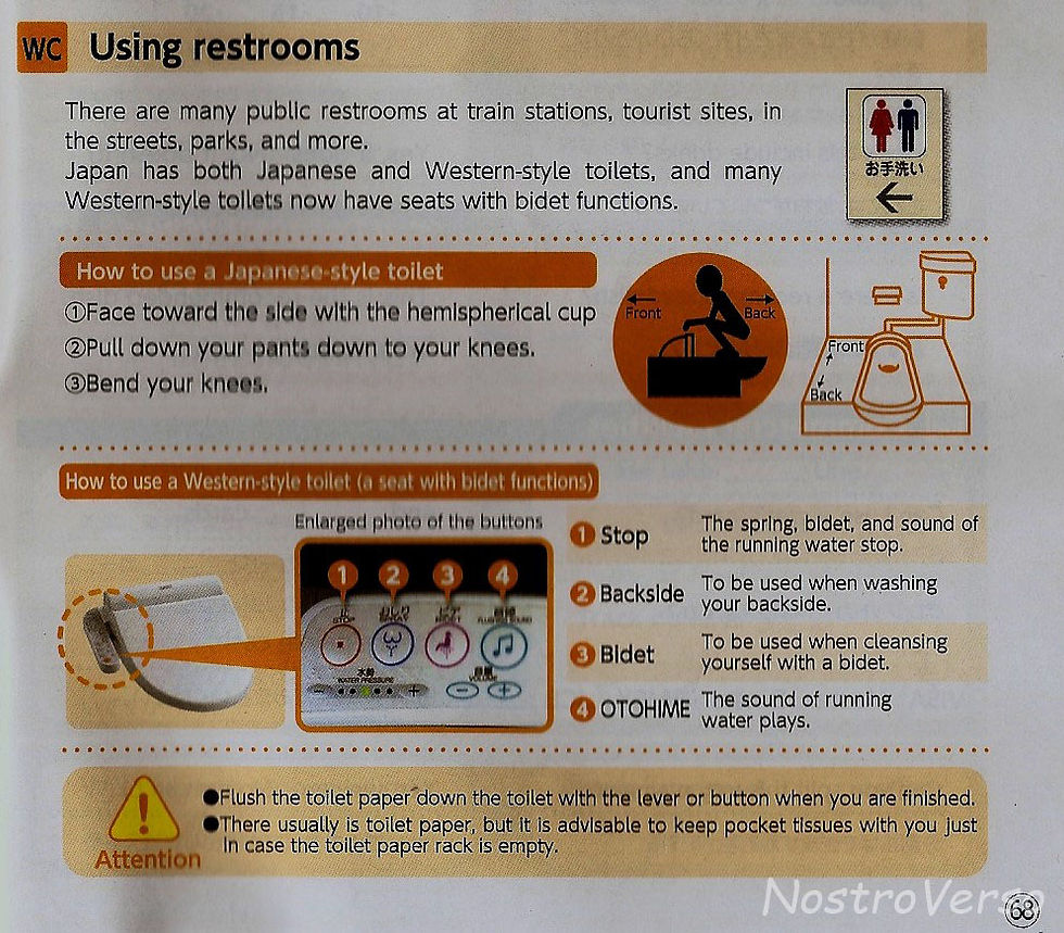 Instruções para uso do banheiro no Japão