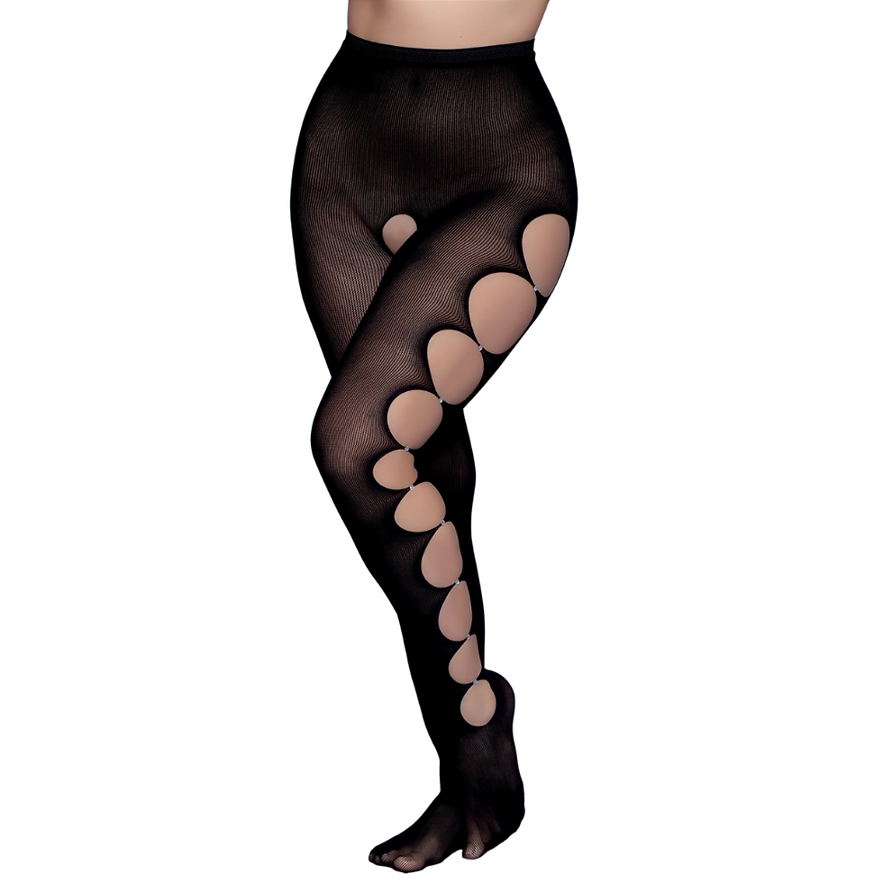 Miniatura: Meia Calça com Abertura nas Laterais detalhes em Strass - Yaffa Lingerie Cor:Ver