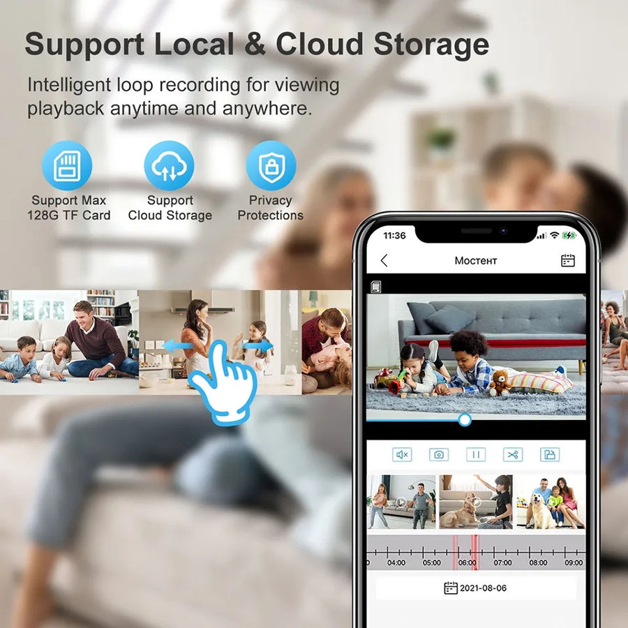 Miniatura: Câmera de vigilância com lâmpada E27, visão noturna colorida e rastreamento