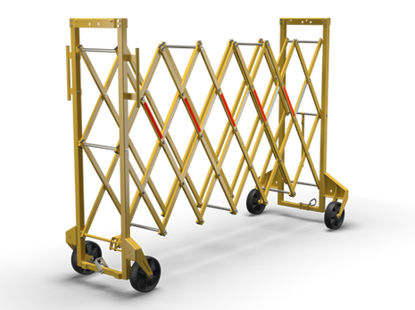 Adjustable work gate to protect at, for example, construction sites. Can be changed steplessly between 0.3 and 2.3 meters.