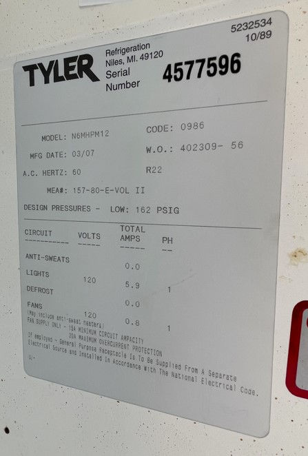 Thumbnail: 130-0157 Tyler N6MHPM 48’ Remote Multi Deck Meat Cooler