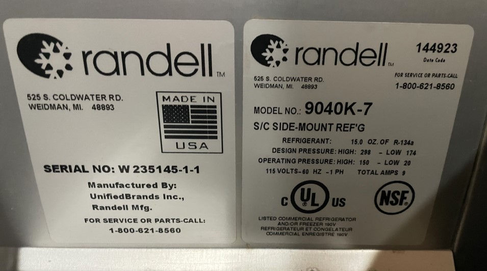 Thumbnail: 130-0127 Randell 9040K-7 60” Self Contained Sandwich Prep Table