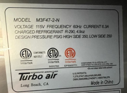 Thumbnail: 130-0138 Turbo Air M3F47-2-N 52” 2 Door Self Contained Reach In Freezer