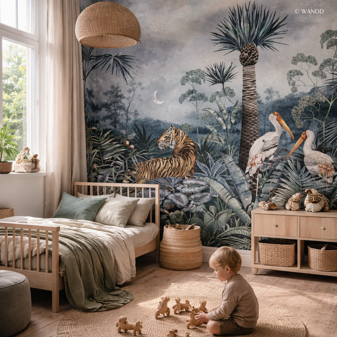 Caspian Jungle Midnight Wall Mural