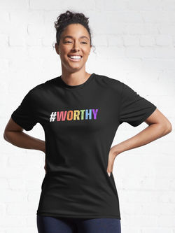 #worthy - Distressed Text & White Hashtag Active T-Shirt