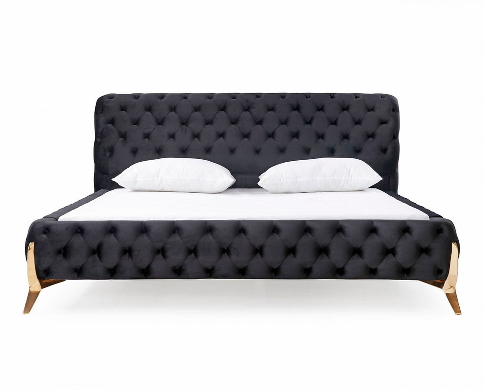 Miniatura: Modrest Legend - Modern Black Velvet & Rosegold Bed