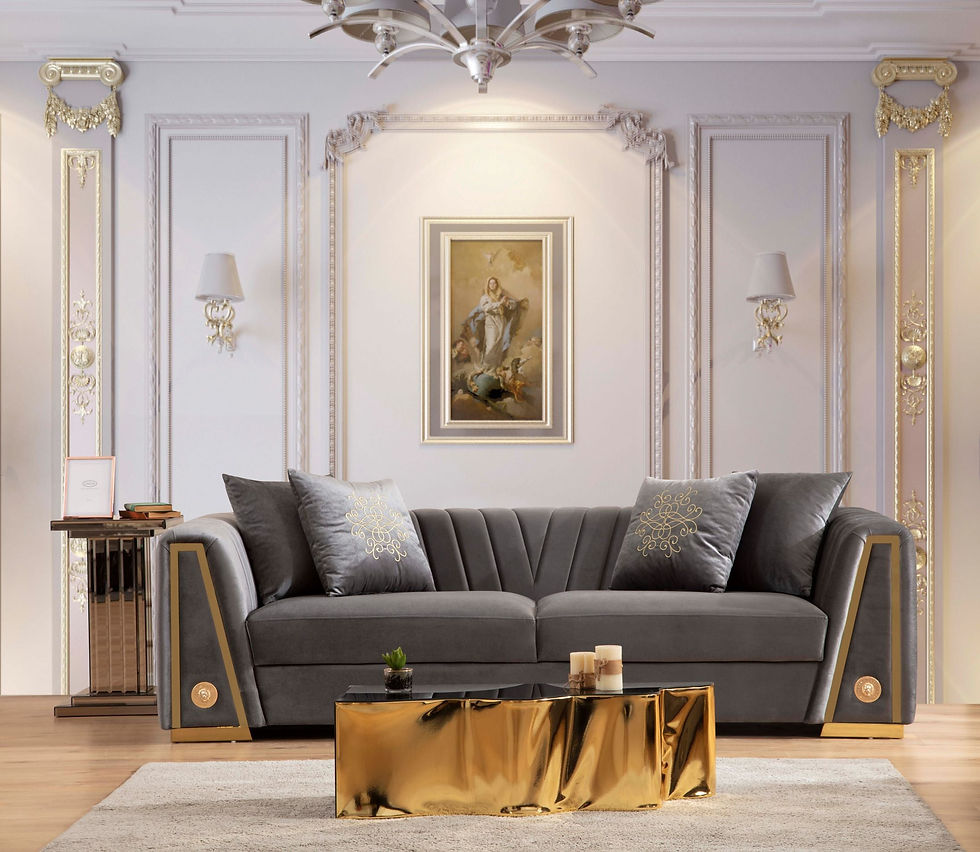 Miniatura: Sheila Gray Velvet Sofa & Loveseat