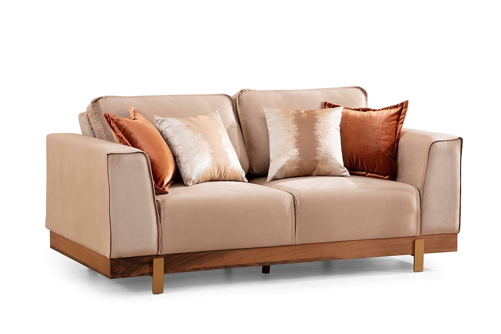 Miniatura: Emily Beige Velvet Sofa & Loveseat