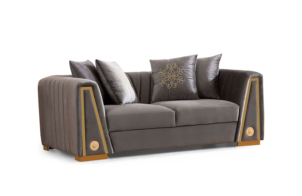 Miniatura: Sheila Gray Velvet Sofa & Loveseat