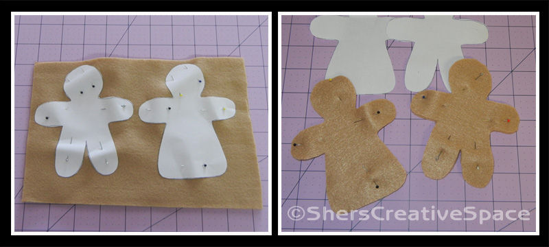 Cutting felt from the pattern pieces.
