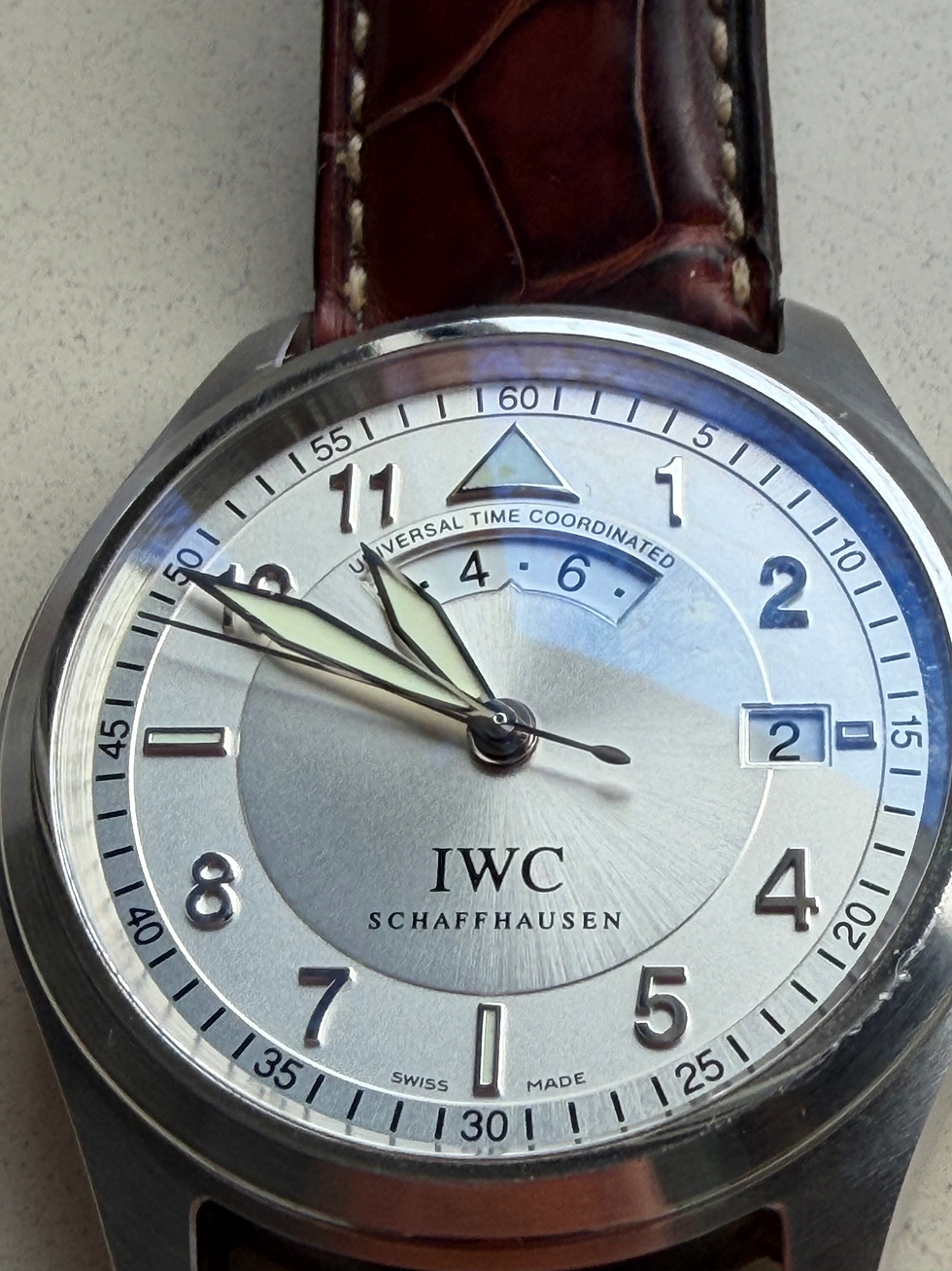 Thumbnail: IWC UTC Spitfire Pilot Automatic Silver Dial 39mm Complete Set Great SOLD