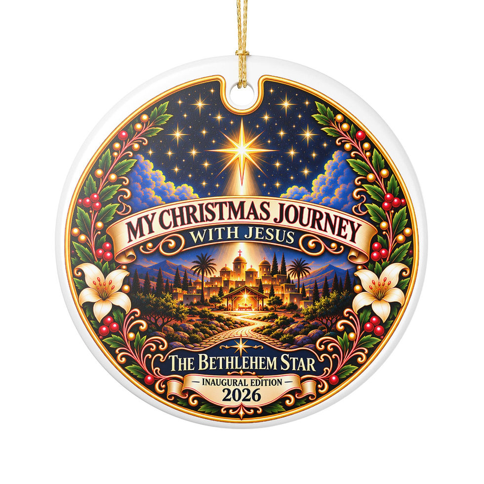 Bethlehem Star 2026 Christian Christmas keepsake ornament, My Christmas Journey With Jesus, Luke 2:11 (view 1)