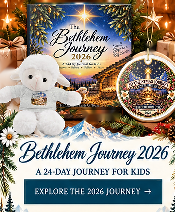 Bethlehem Journey 2026 Christmas book, plush lamb and keepsake ornament.