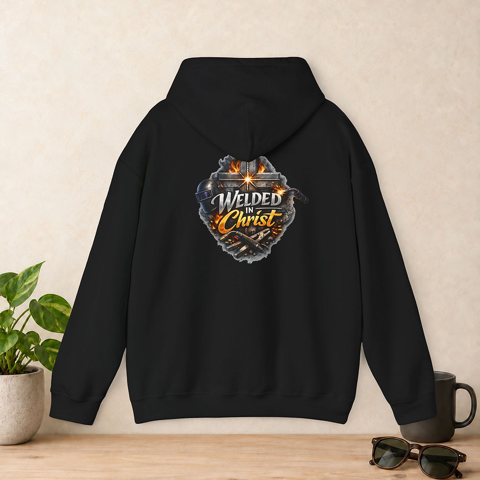 Welded in Christ Christian welder hoodie in Black - Gildan 18500 hoodie (view 1)