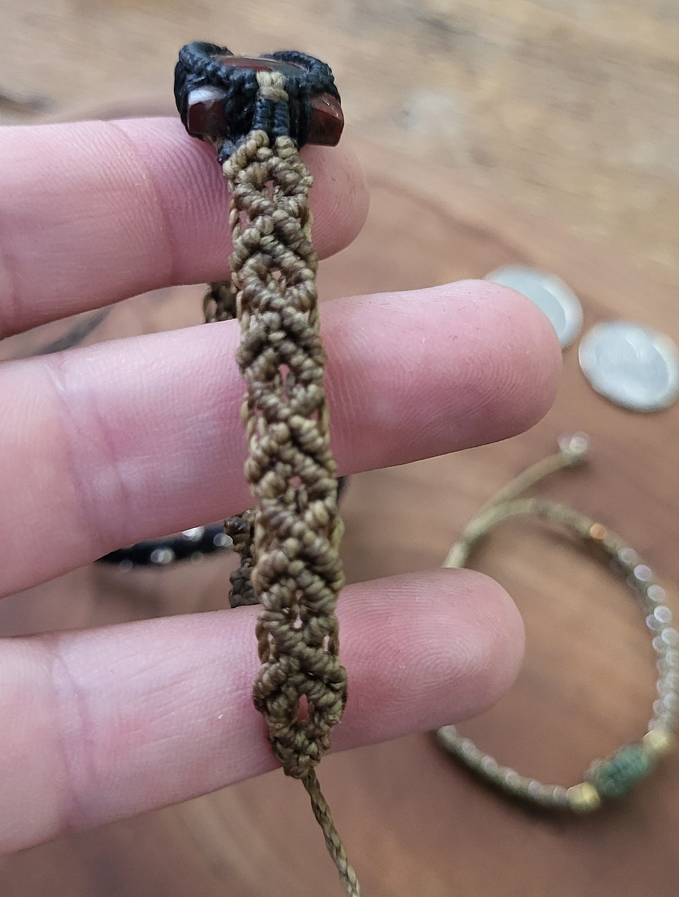 Thumbnail: Bracelets with central stone / jasperite chrysocolla moss agate