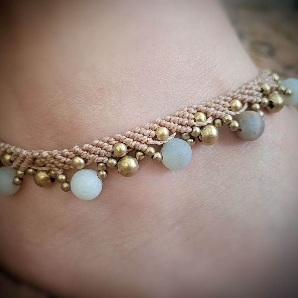 Chevillière Boules Amazonite / #MRQBR220 / bleu turquoise