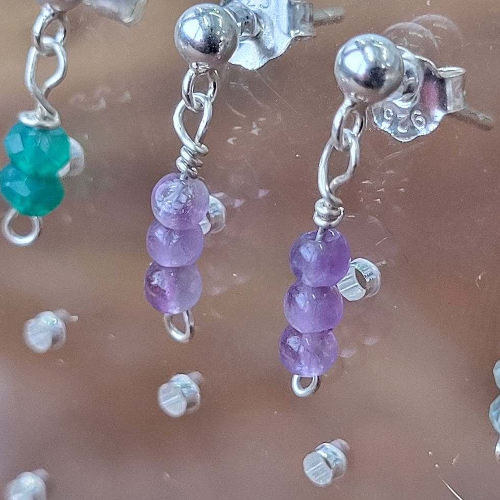 Miniature : Boucles d'oreilles papillon / péridot onyx vert améthyste aigue-marine