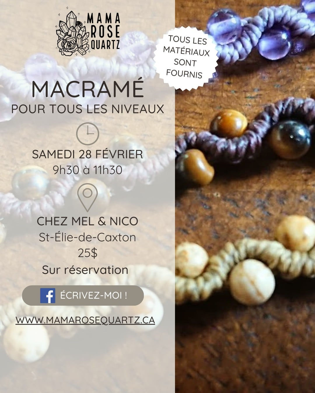 Cours Macramé / 28 février 9h30-11h30