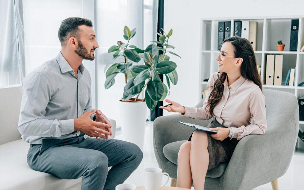 Patient talking with a psychiatrist during consultation on how to get on antidepressants