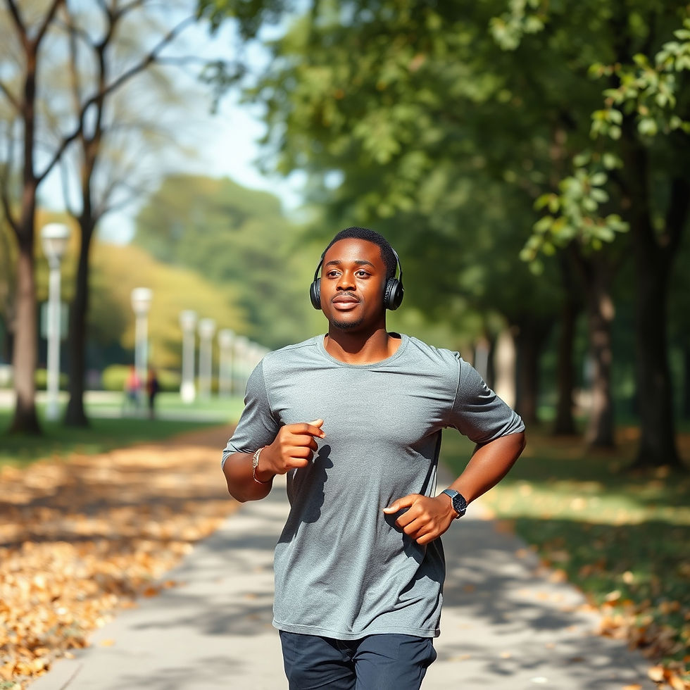 young black man on running through the park with remote headphones.jpg