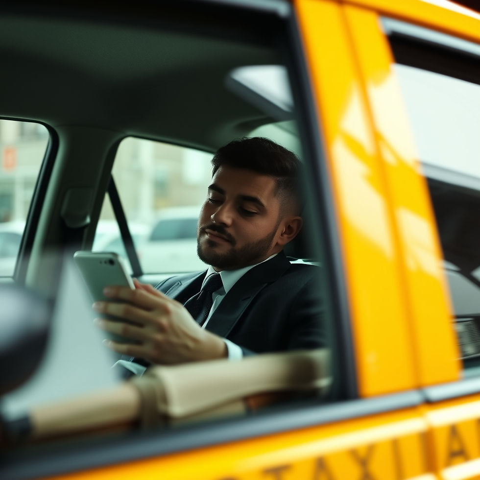 businessman driving in back seat of taxi on his mobile device.jpg