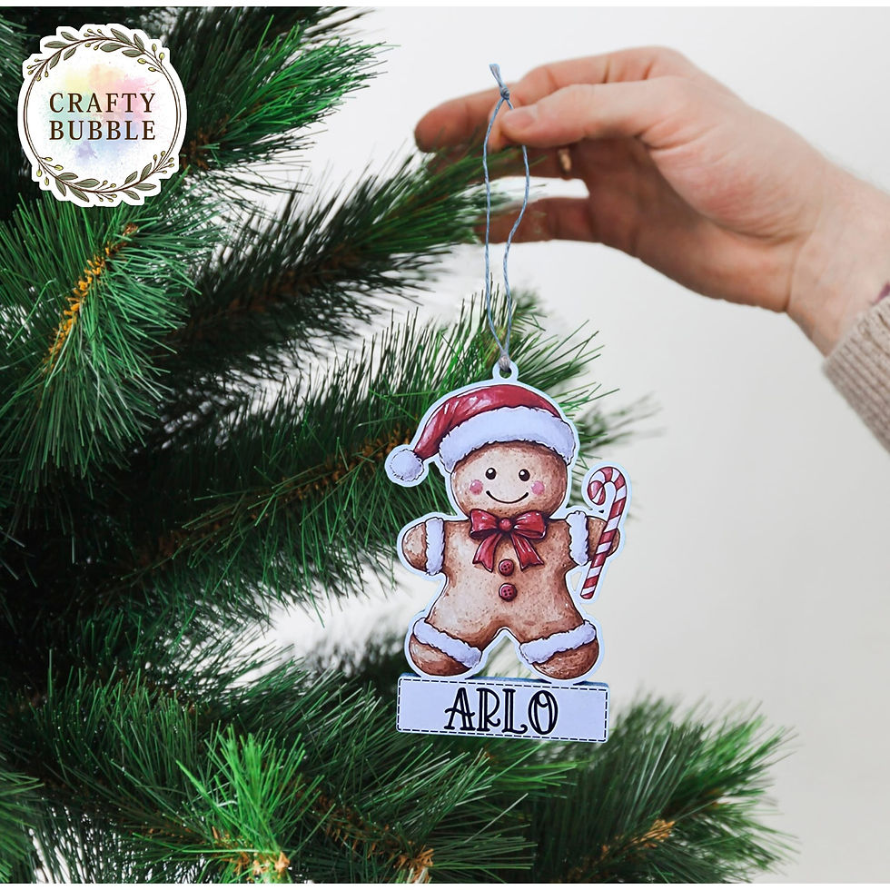 GINGERBREAD CANDY CANE WOODEN TREE DECORATION - PERSONALISED