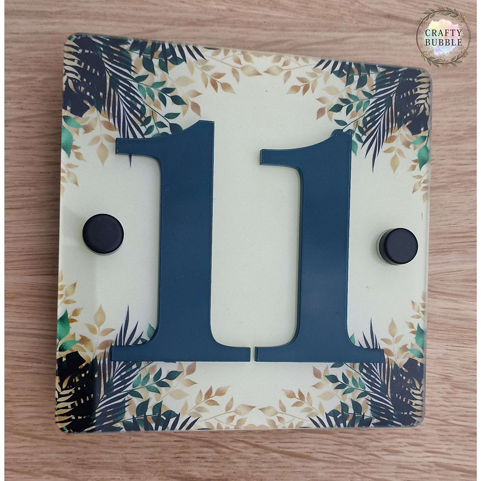 TROPICAL TEAL LEAF ACRYLIC SQUARE PRINTED HOUSE NUMBER SIGN
