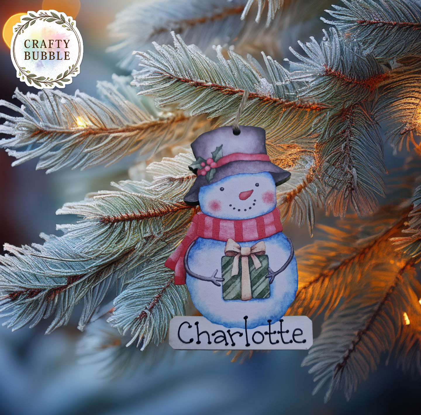 SNOWMAN WOODEN CHRISTMAS TREE DECORATION - PERSONALISED