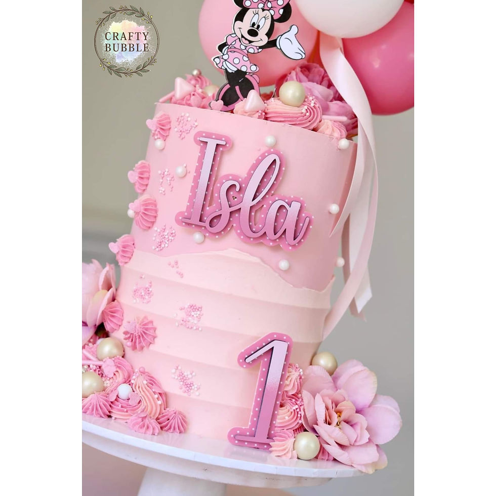 PINK OMBRE POLKA DOT NAME AND NUMBER CAKE CHARM SET