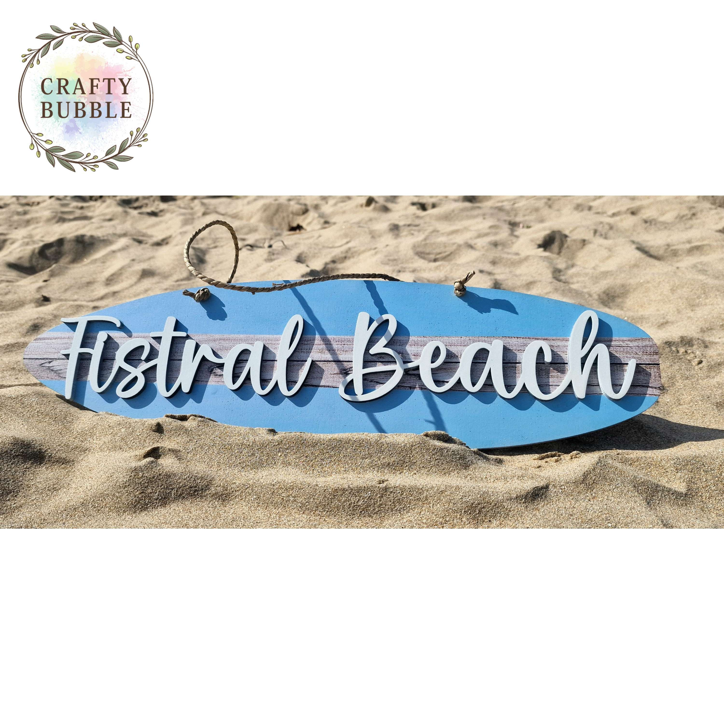 'FISTRAL BEACH' SURFBOARD SIGN. DIFFERENT COLOURS AVAILABLE