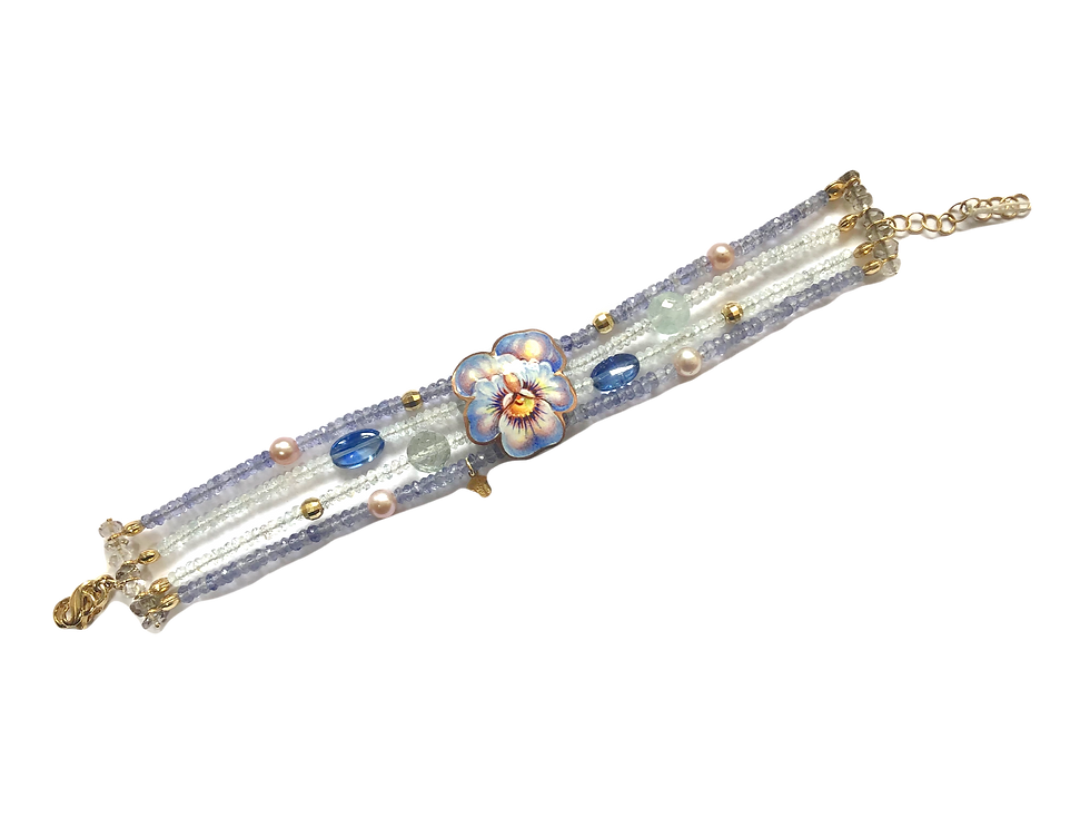 Miniatura: RIVALTA  Bracciale con viola oro 750 e smalto miniato a mano su sago
