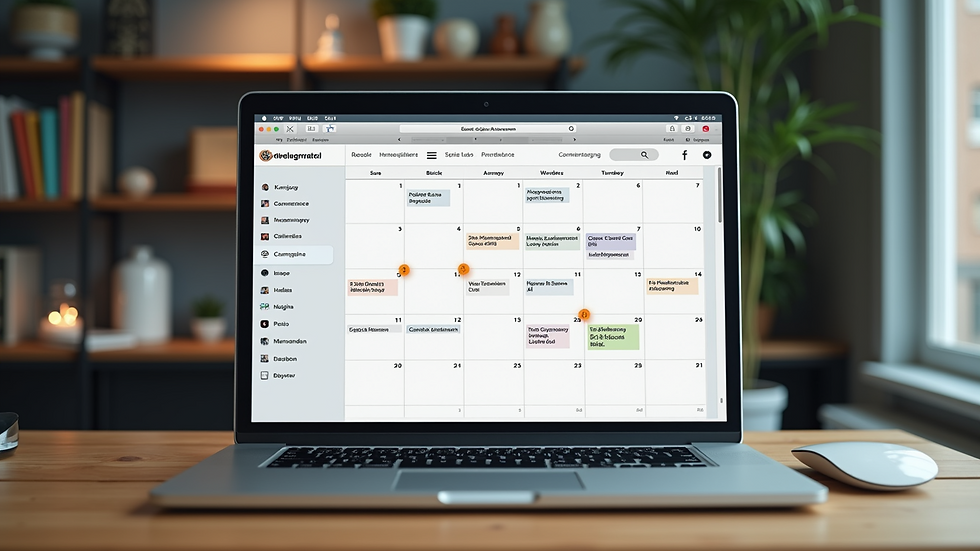 Close-up view of a social media content calendar on a laptop screen
