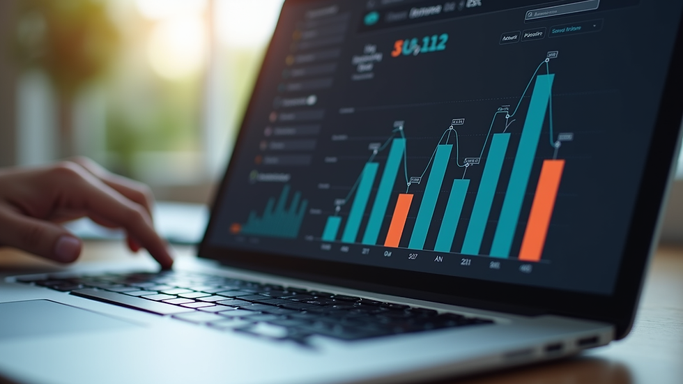 Eye-level view of a laptop screen showing social media analytics dashboard