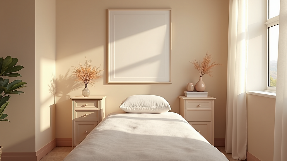 Eye-level view of a serene treatment room at Nelly's Beauty Paradise