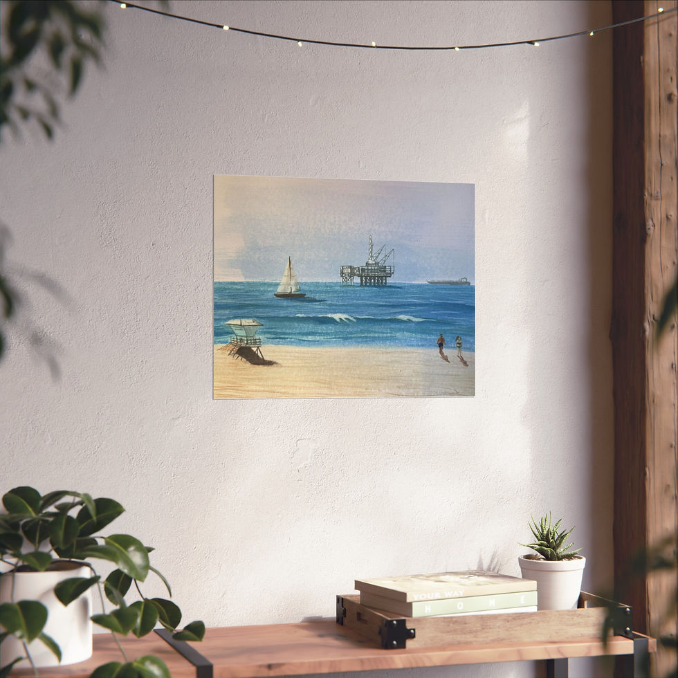 Thumbnail: "Oil Rig" Watercolor Painting Print