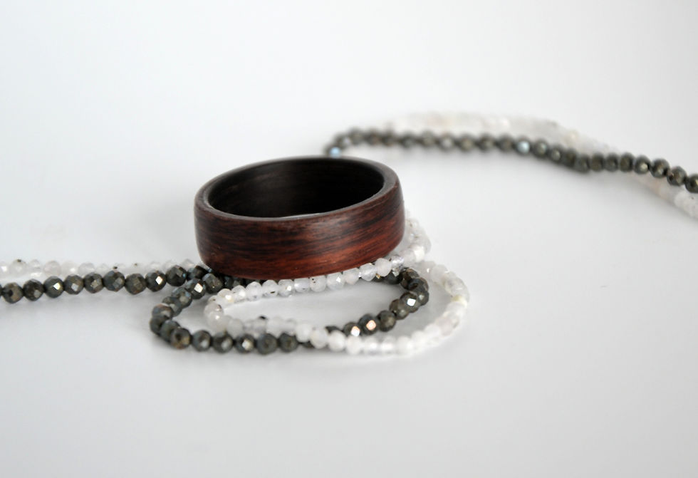 Thumbnail: Bague en bois , alliance,  anneau en bois Palissandre  et Ebène