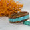Miniature : Bague en bois et pierre, alliance,  anneau en bois courbé avec Turquoise