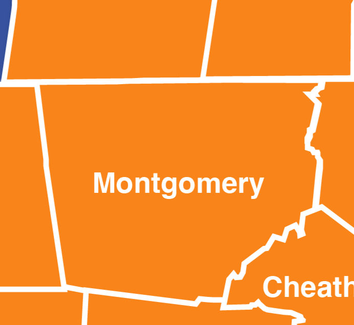 Clarksville-Montgomery County map