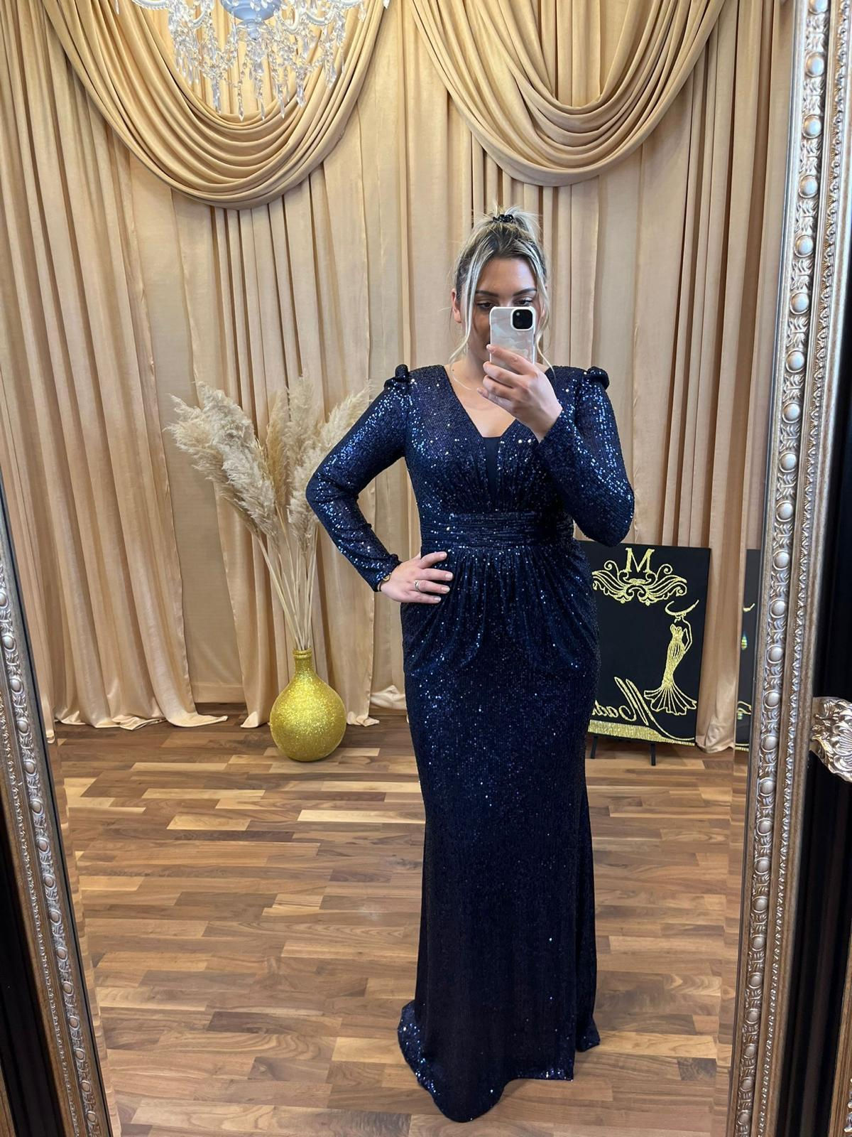 Paillettenkleid Dunkelblau