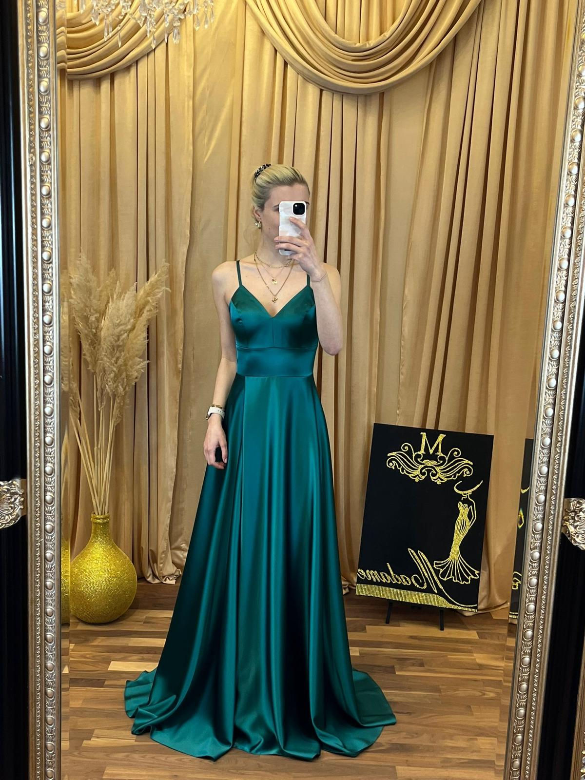 Satinkleid Dunkelgrün