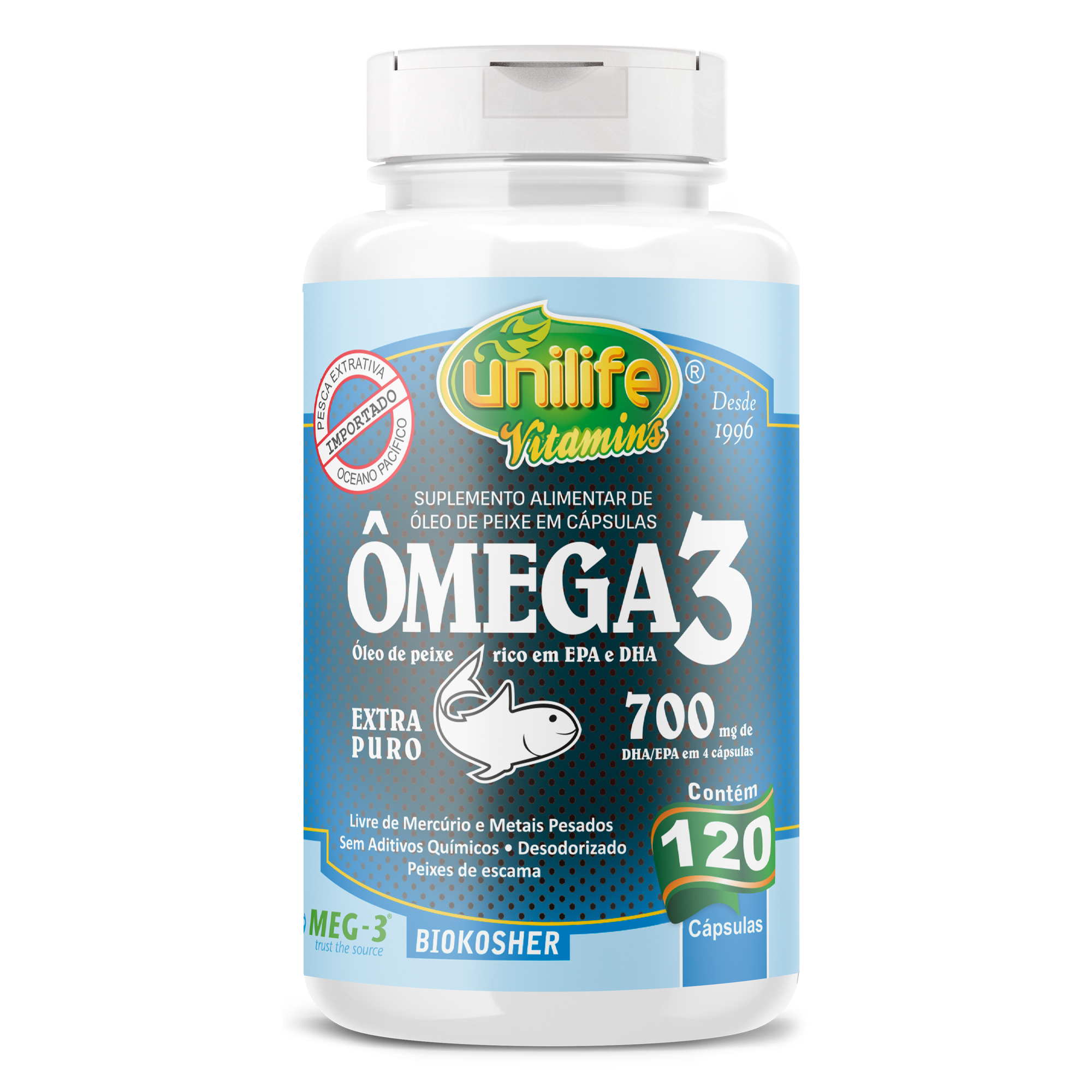Ômega 3 Óleo de Peixe Extra Puro - cápsulas 700 mg | Unilife