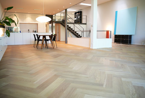 Parkett in der Küche und im Wohnzimmer