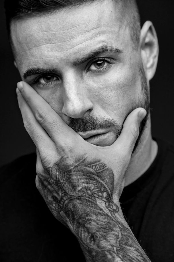 Nashville Tennessee man studio portrait black and white photography