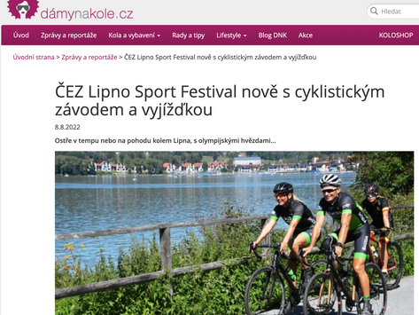ČEZ Lipno Sport Festival nově s cyklistickým závodem a vyjížďkou
