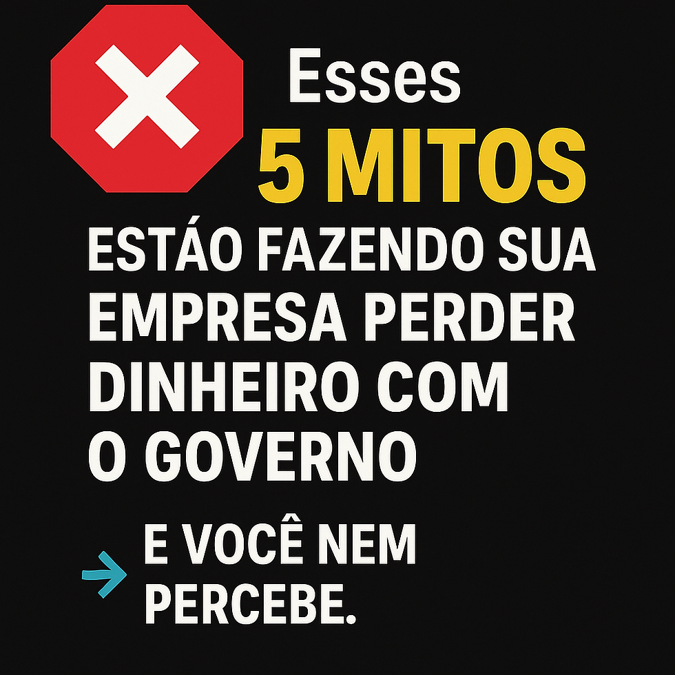 Capa com título “5 mitos sobre vender para o governo” – destaque para conteúdo sobre licitações públicas.